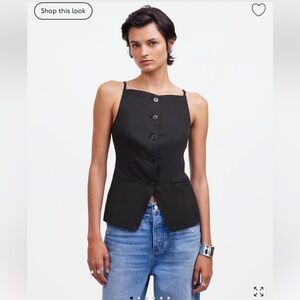 NWT Madewell Square-Neck Vest in Drapey Twill- Black 10